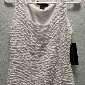 Hayley Matthews White Textured Tank Top Womens Large Sleeveless Rayon